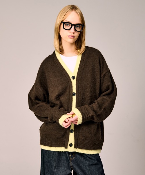 WETTEMPT カーディガン V NECK BRUSHED LAYERED CARDIGAN / Vネック