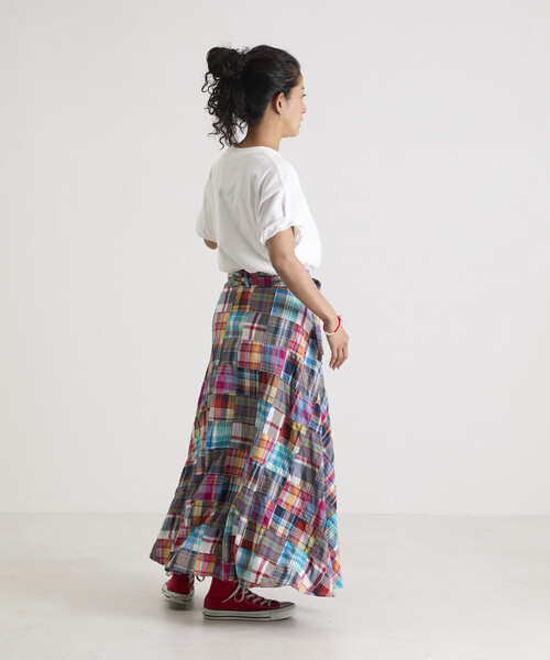 Freada（フリーダ） スカート インドパッチワークチェック巻きスカート