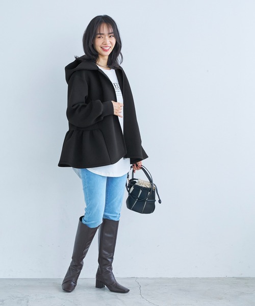 「coca(coca)」 ジップアップパーカー M ブラック レディース_画像3