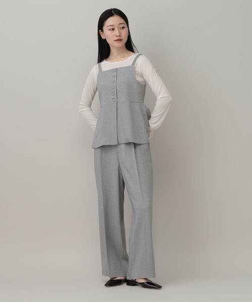 パンツ 「多機能・セットアップ対応可能」リネンライクパンツ レディースの画像