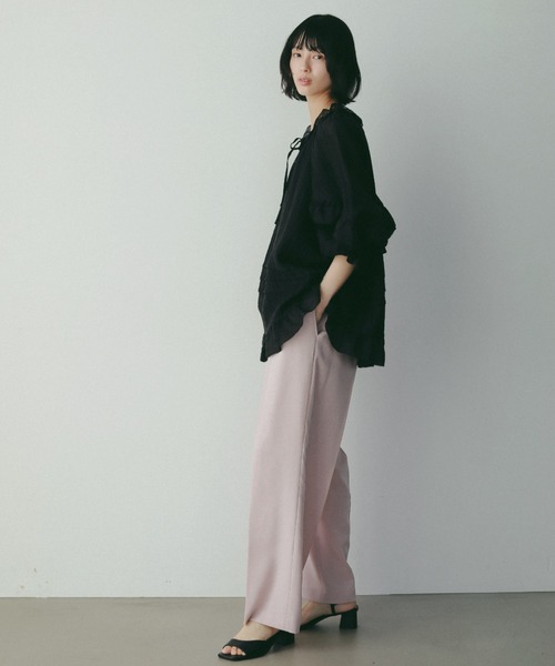 パンツ 「多機能・セットアップ対応可能」リネンライクパンツ レディースの画像
