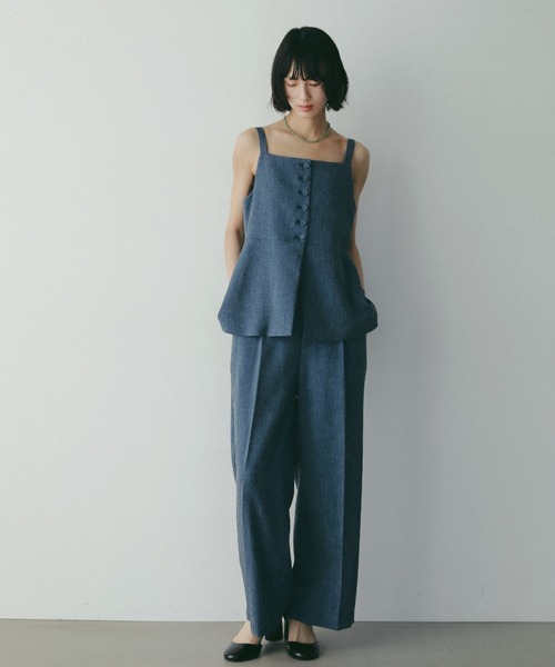 パンツ 「多機能・セットアップ対応可能」リネンライクパンツ レディースの画像