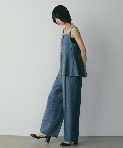 パンツ 「多機能・セットアップ対応可能」リネンライクパンツ レディースの画像