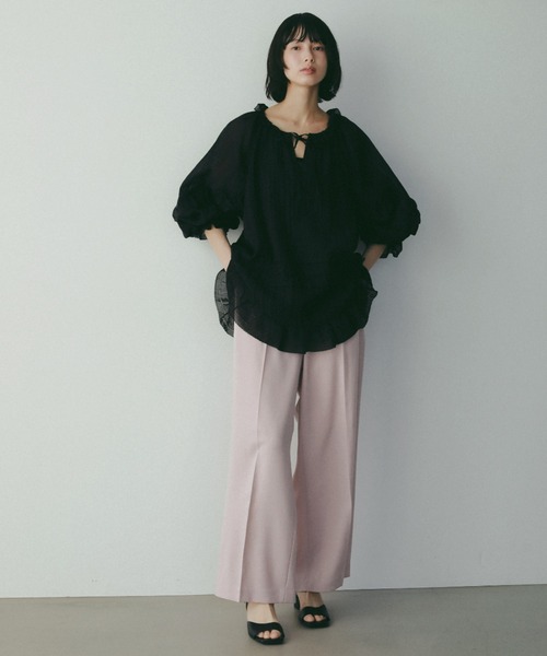 パンツ 「多機能・セットアップ対応可能」リネンライクパンツ レディースの画像