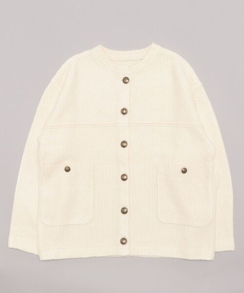 「DouDou」 ニットカーディガン FREE オフホワイト レディース_画像2