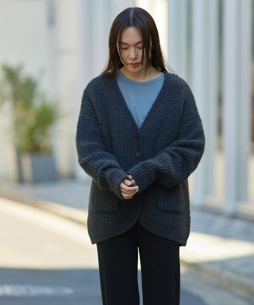 「EKAL」 ニットカーディガン ONE スミクロ レディース_画像3