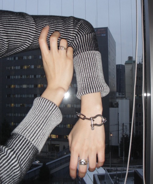 「musubore」 長袖ニット FREE ホワイト×ブラック レディース_画像8