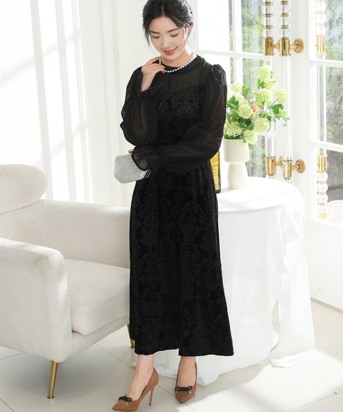 「Lace Ladies」 長袖ワンピース S ブラック レディース_画像4