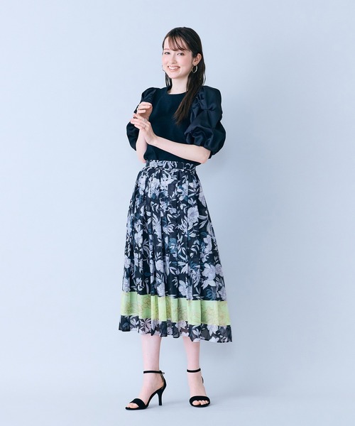 スカート フラワーパネルプリントスカートの画像