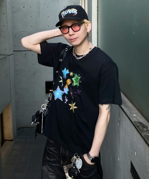 lilful tシャツ 「26年春夏新作」スターポップカラーデザインプリントT