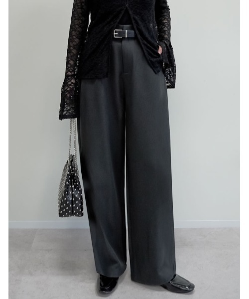「Re:EDIT」 スラックス MEDIUM チャコールグレー レディース_画像4
