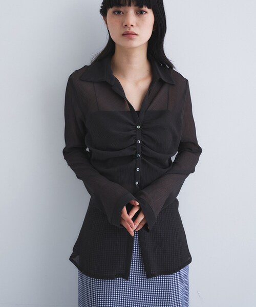 ブラウス シャツ thin gather shirts レディースの画像