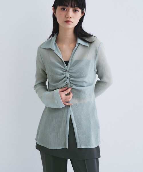 ブラウス シャツ thin gather shirts レディースの画像