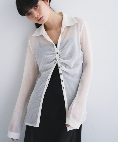 ブラウス シャツ thin gather shirts レディースの画像
