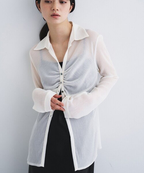 ブラウス シャツ thin gather shirts レディースの画像