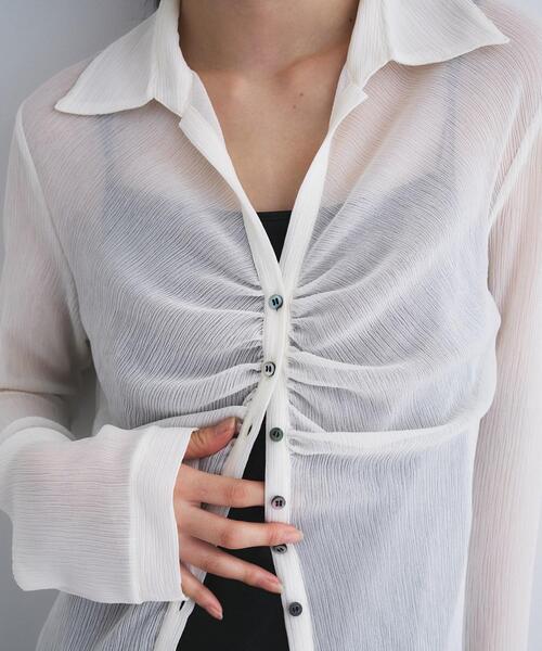 ブラウス シャツ thin gather shirts レディースの画像