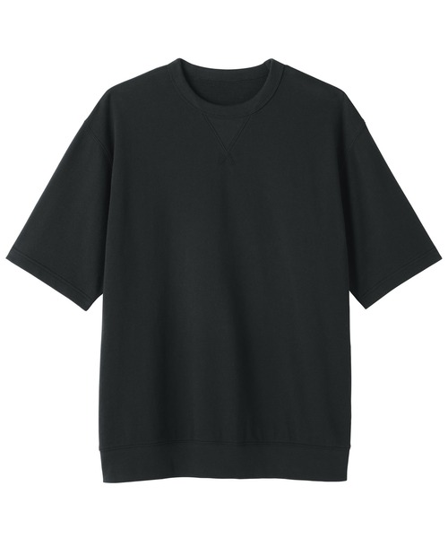 60s vintage ブラックの半袖スウェット　無印 無印良品（MUJI） tシャツ 紳士 ライトスウェットクルーネック五分袖T