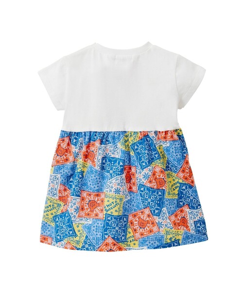 ワンピース バンダナ柄 切り替えフレアワンピース キッズ 子供服 女の子の画像