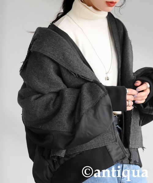 「antiqua」 「pattern torso」ジャケット ONESIZE ブラック レディースの画像