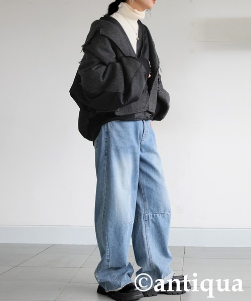 「antiqua」 「pattern torso」ジャケット ONESIZE ブラック レディースの画像