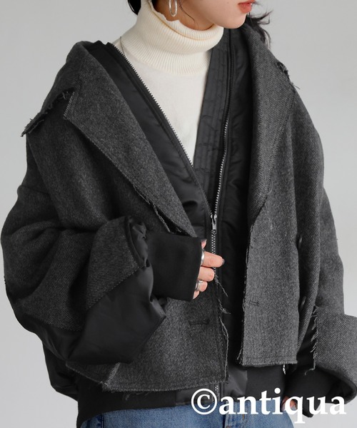 「antiqua」 「pattern torso」ジャケット ONESIZE ブラック レディースの画像