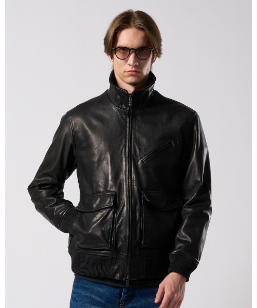革ジャン ライダース leather rib jersey type A-2 メンズの画像