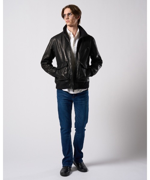 革ジャン ライダース leather rib jersey type A-2 メンズの画像