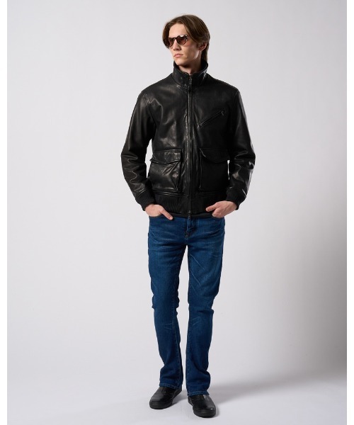 革ジャン ライダース leather rib jersey type A-2 メンズの画像