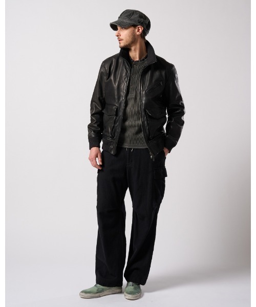 革ジャン ライダース leather rib jersey type A-2 メンズの画像