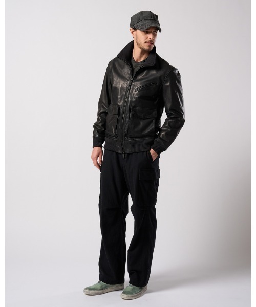 革ジャン ライダース leather rib jersey type A-2 メンズの画像