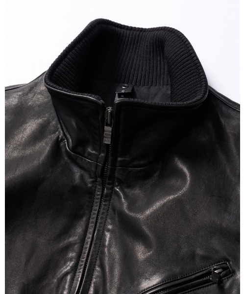 革ジャン ライダース leather rib jersey type A-2 メンズの画像