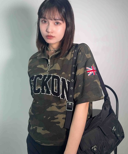 AS KNOW AS（アズノゥアズ） tシャツ 半袖 ポケット付きハーフジップ