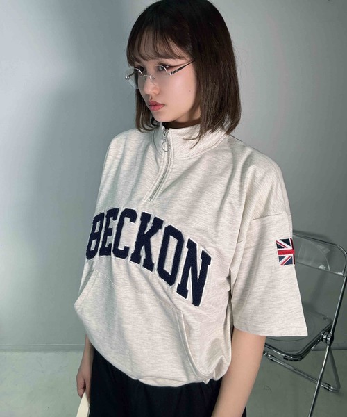 AS KNOW AS（アズノゥアズ） tシャツ ポケット付きハーフジップジップ