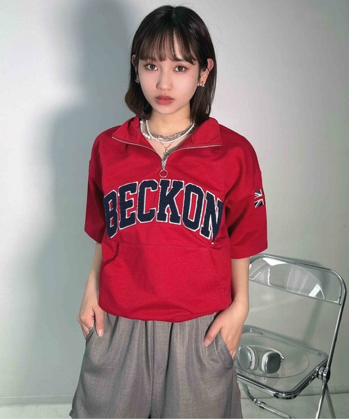 AS KNOW AS（アズノゥアズ） tシャツ ポケット付きハーフジップジップ