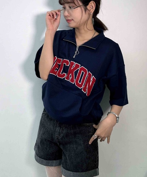 AS KNOW AS（アズノゥアズ） tシャツ ポケット付きハーフジップジップ