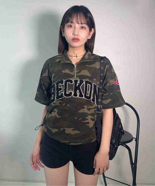 AS KNOW AS（アズノゥアズ） tシャツ 半袖 ポケット付きハーフジップ