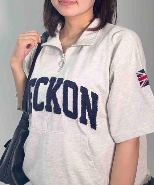 AS KNOW AS（アズノゥアズ） tシャツ 半袖 ポケット付きハーフジップ