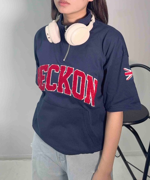 AS KNOW AS（アズノゥアズ） tシャツ 半袖 ポケット付きハーフジップ