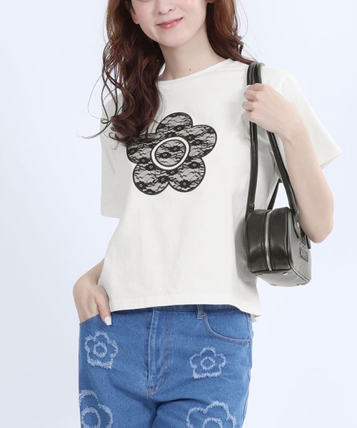 マリークワント デイジーTシャツ・半袖・ グレー・M・新品 MARYQUANT マリークワント Tシャツ グレー デイジープリント マリクワ