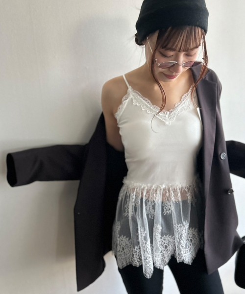 Kotoe（コトエ） キャミソール 「カップ付き」 ペプラムレース ブラ