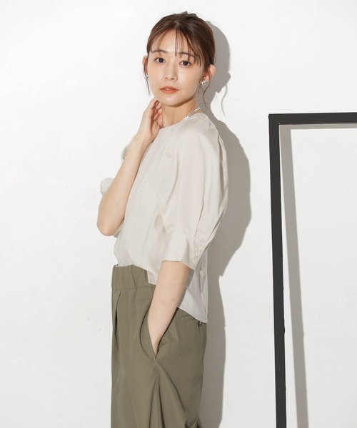 「NANO universe」 半袖ブラウス S ダークネイビー レディース_画像5