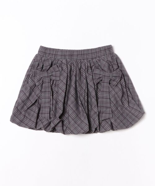 【新品】akiki.チェック柄リボンミニスカート Anely スカート チェック柄 ダブルリボン バルーン ミニ スカート