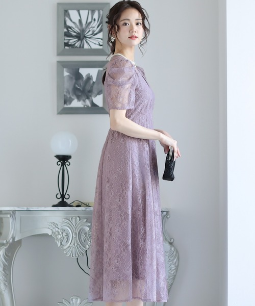 「PourVous」 半袖ワンピース M ダークカーキ レディース_画像4