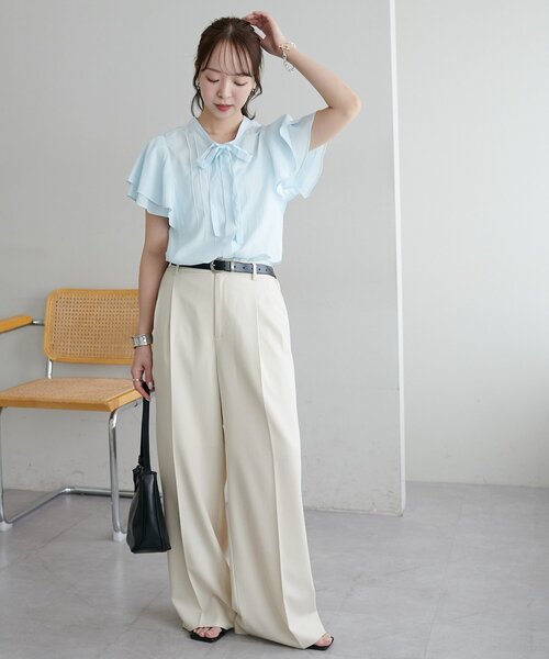 ブラウス シャツ 半袖 「WEB限定」ピンタックボウタイブラウス レディース | Discoat | 06