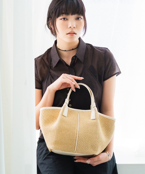 美品VASIC 2way ショルダー付きカゴバック Bermosa ショルダーバッグ バッグ 2WAY パイピング かごバッグ