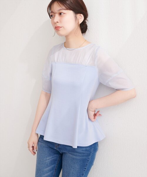 natural couture tシャツ 半袖 シアーペプラムトップス レディース