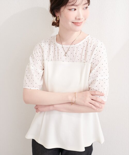 natural couture tシャツ 半袖 シアーペプラムトップス レディース
