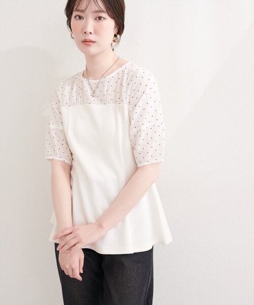 natural couture tシャツ 半袖 シアーペプラムトップス レディース