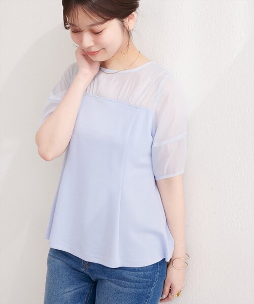 大きいサイズ＊ICB 清涼感シアートリコット ペプラムトップス＊２３区自由区組曲 natural couture tシャツ 半袖 シアーペプラムトップス レディース