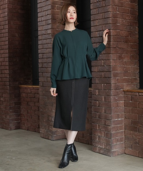 「TRUDEA」 長袖ブラウス MEDIUM グレイッシュブルー レディース_画像2